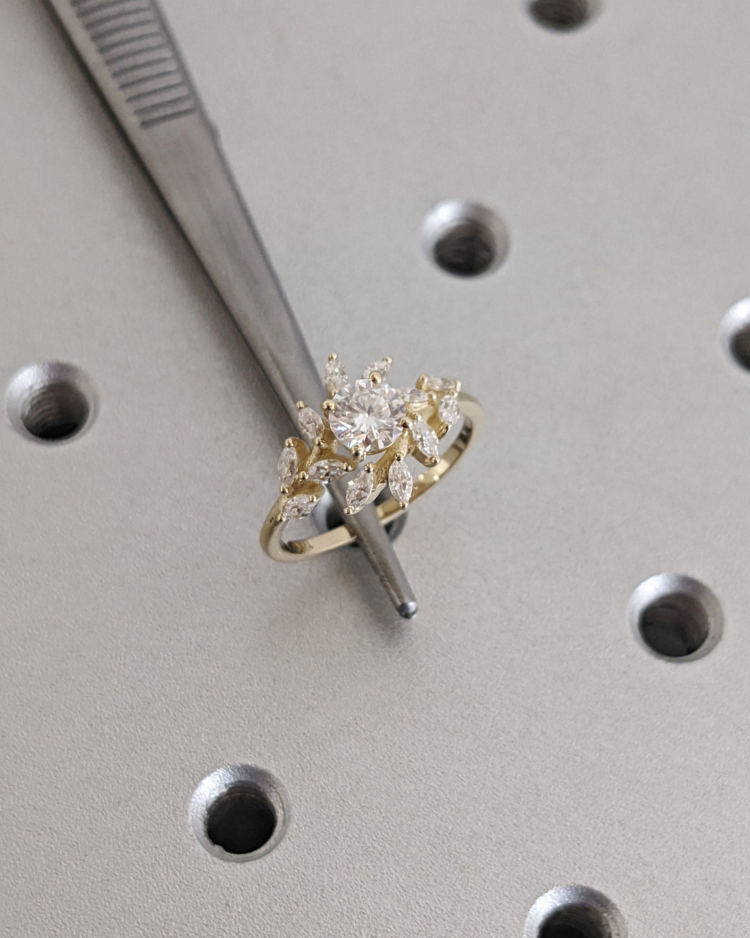 0.50CT Round Cluster Lab Grown Diamond Engagement Ring For Women