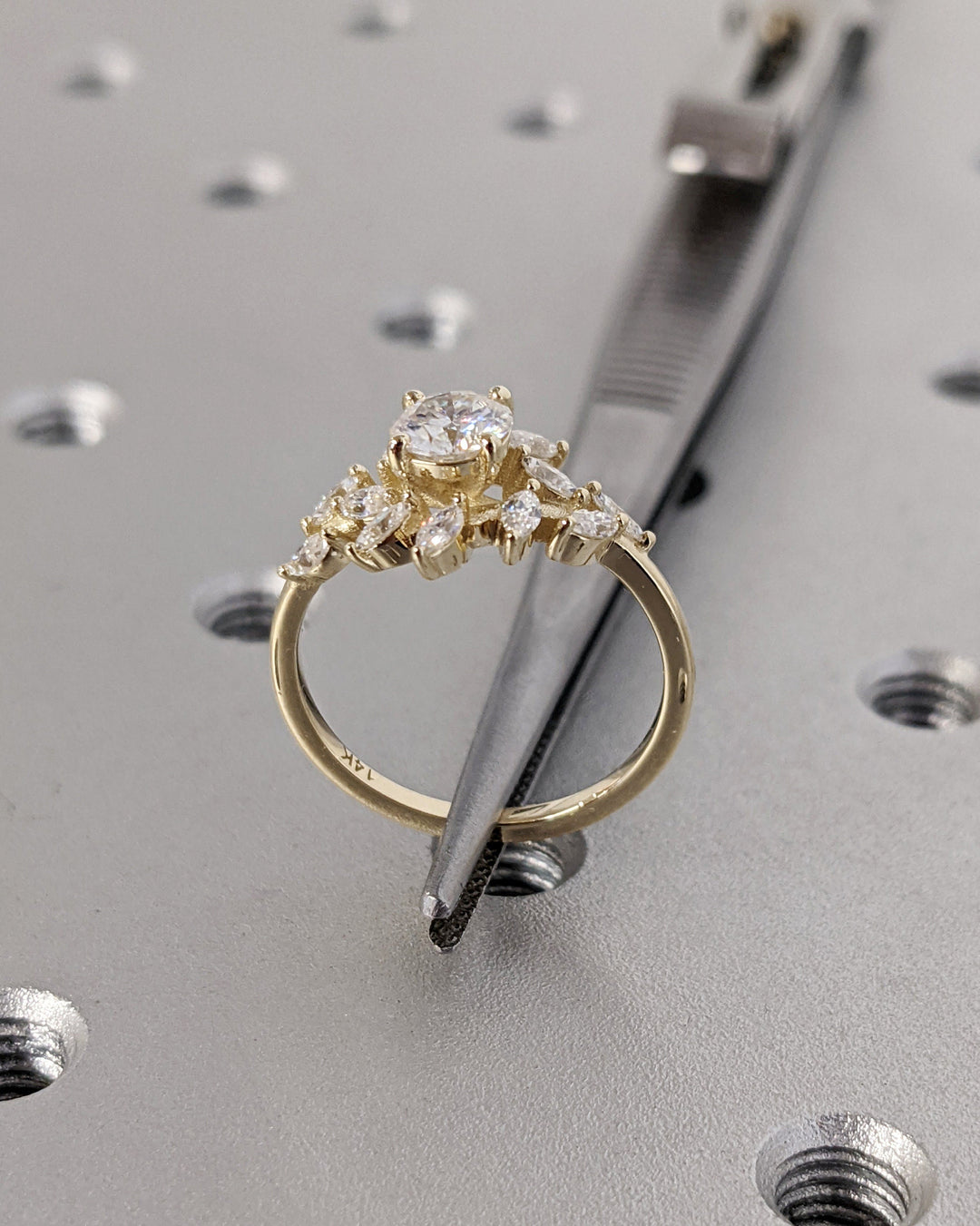 0.50CT Round Cluster Lab Grown Diamond Engagement Ring For Women