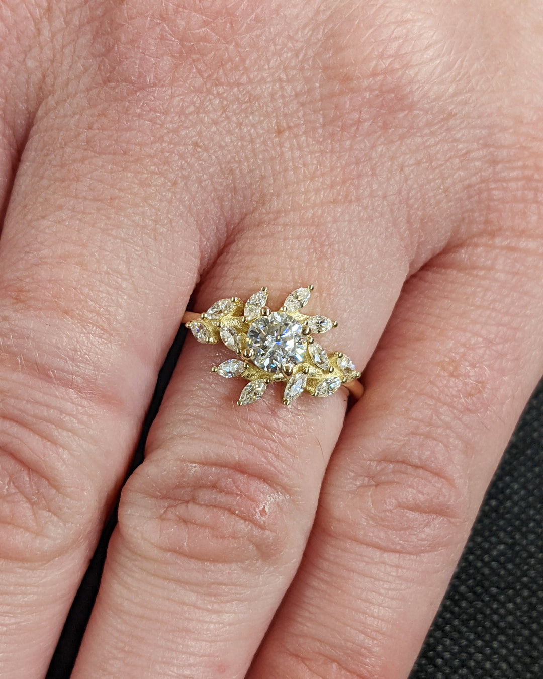 1.0CT Round Cut Cluster Lab Grown Diamond Engagement Ring For Women