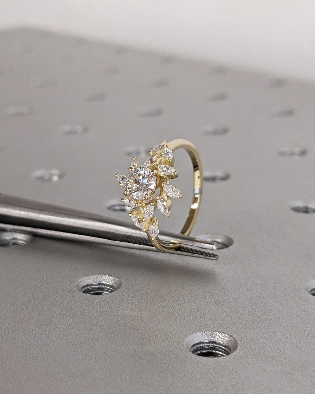 1.0CT Round Cut Cluster Lab Grown Diamond Engagement Ring For Women