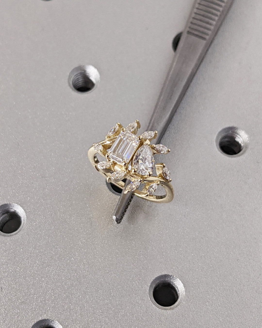 0.5CT Toi et Moi Lab Grown Emerald & Pear Diamond Engagement Ring You & Me Promise Ring