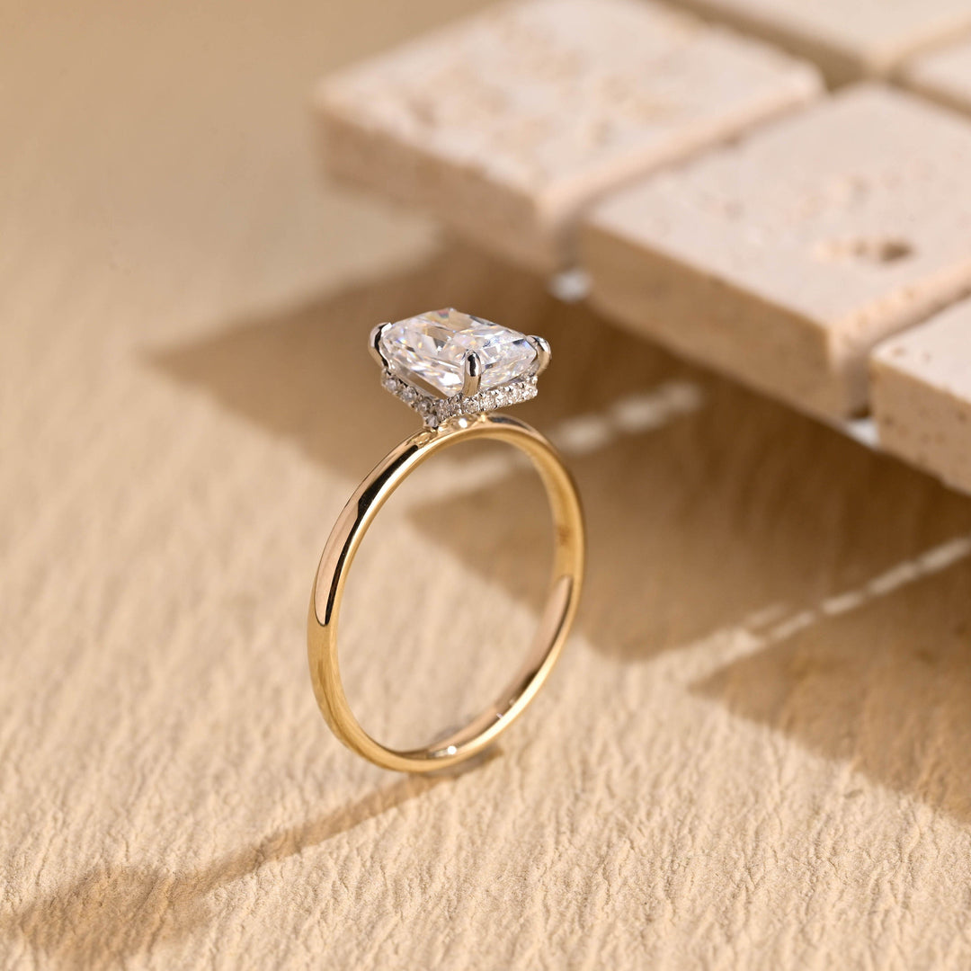 1.50CT Radiant Cut Hidden Halo Lab Grown Diamond Engagement Ring For Women