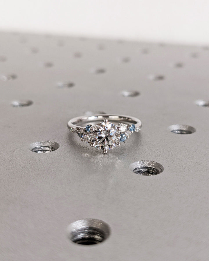1.0CT Round Cut Cluster Lab Grown Diamond Engagement Ring Minimalist Wedding Ring