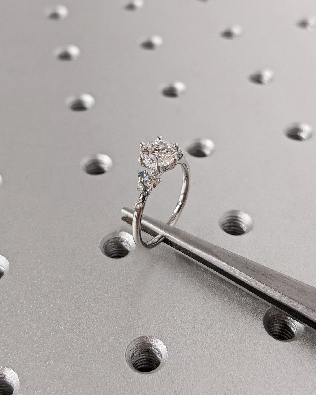 1.0CT Round Cut Cluster Lab Grown Diamond Engagement Ring Minimalist Wedding Ring