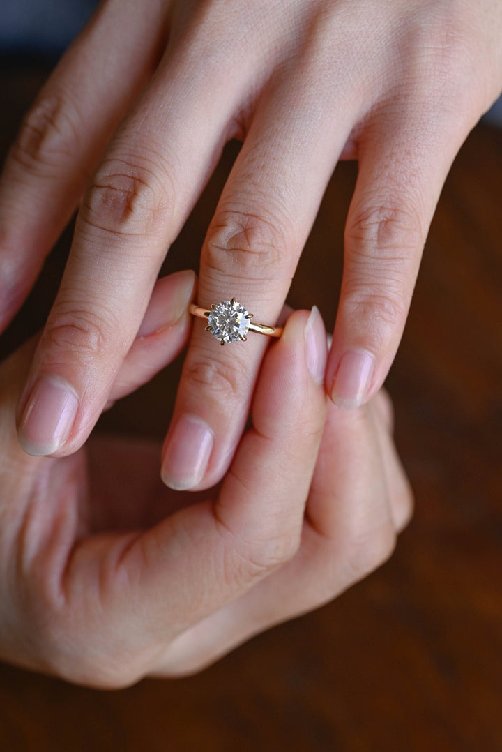 1.50CT Round Cut Solitaire Lab Grown Diamond Engagement Ring, Minimalist Wedding Ring