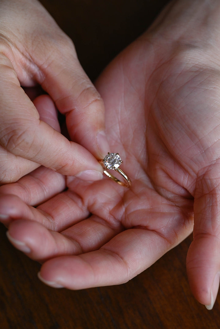 1.50CT Round Cut Solitaire Lab Grown Diamond Engagement Ring, Minimalist Wedding Ring