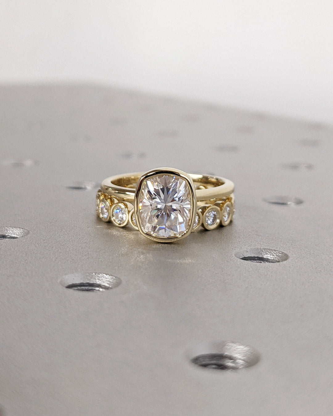 2.0CT Elongated Cushion Bezel Solitaire Lab Grown Diamond Engagement Ring For Her