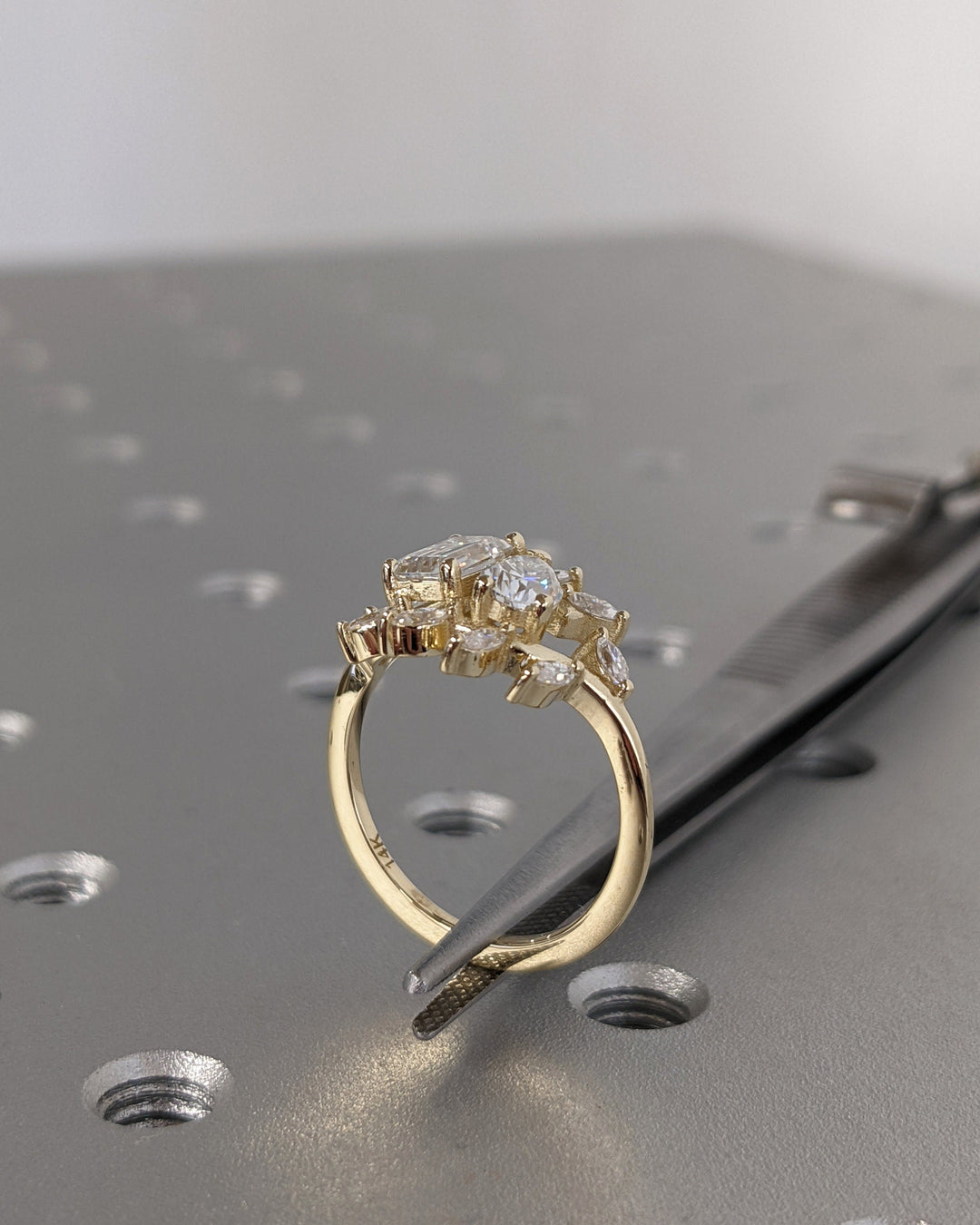 0.5CT Toi et Moi Lab Grown Emerald & Pear Diamond Engagement Ring You & Me Promise Ring