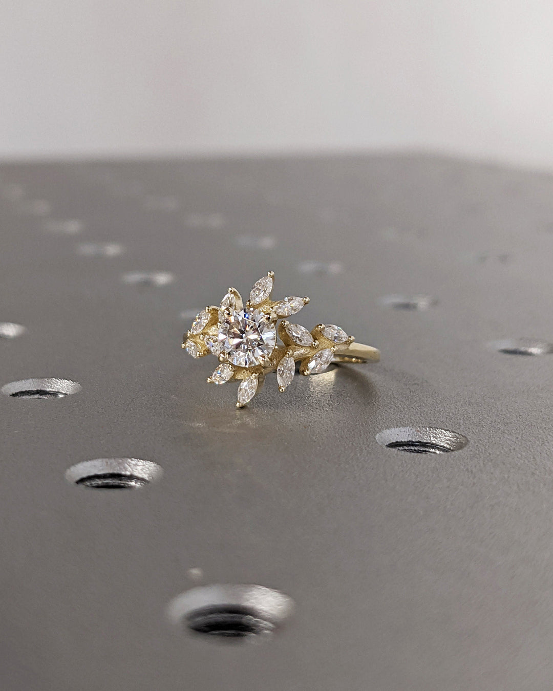 1.0CT Round Cut Cluster Lab Grown Diamond Engagement Ring For Women
