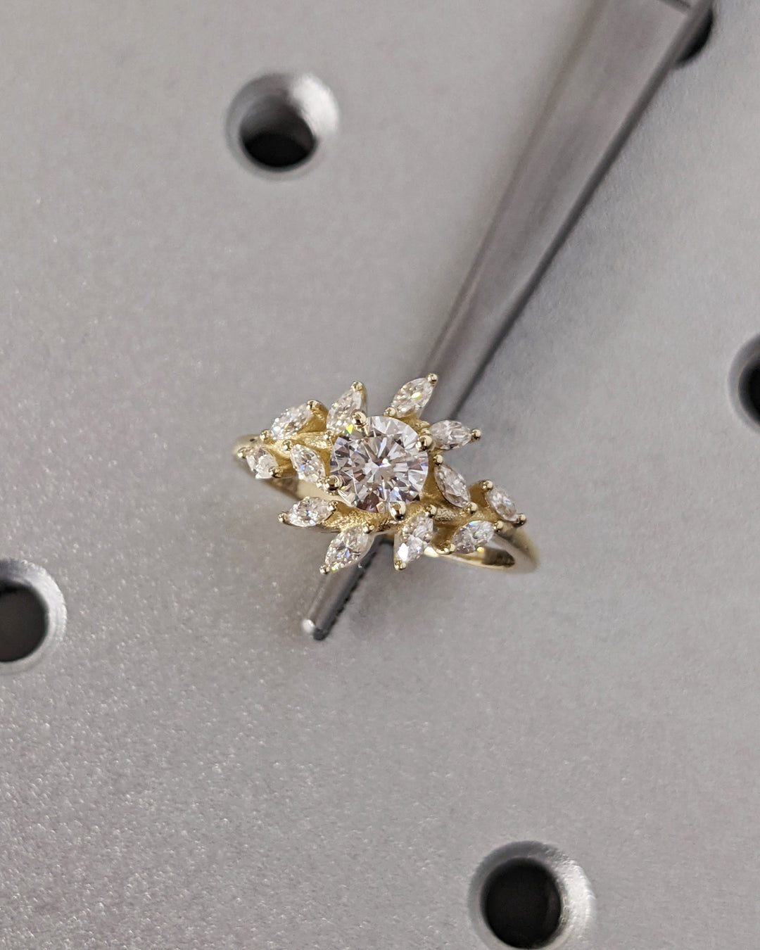 1.0CT Round Cut Cluster Lab Grown Diamond Engagement Ring For Women