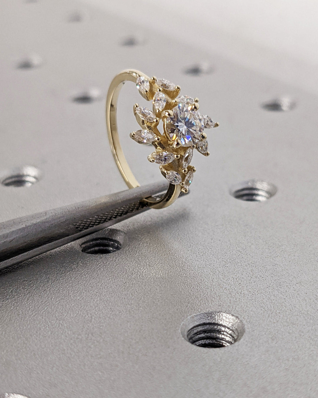 0.50CT Round Cluster Lab Grown Diamond Engagement Ring For Women