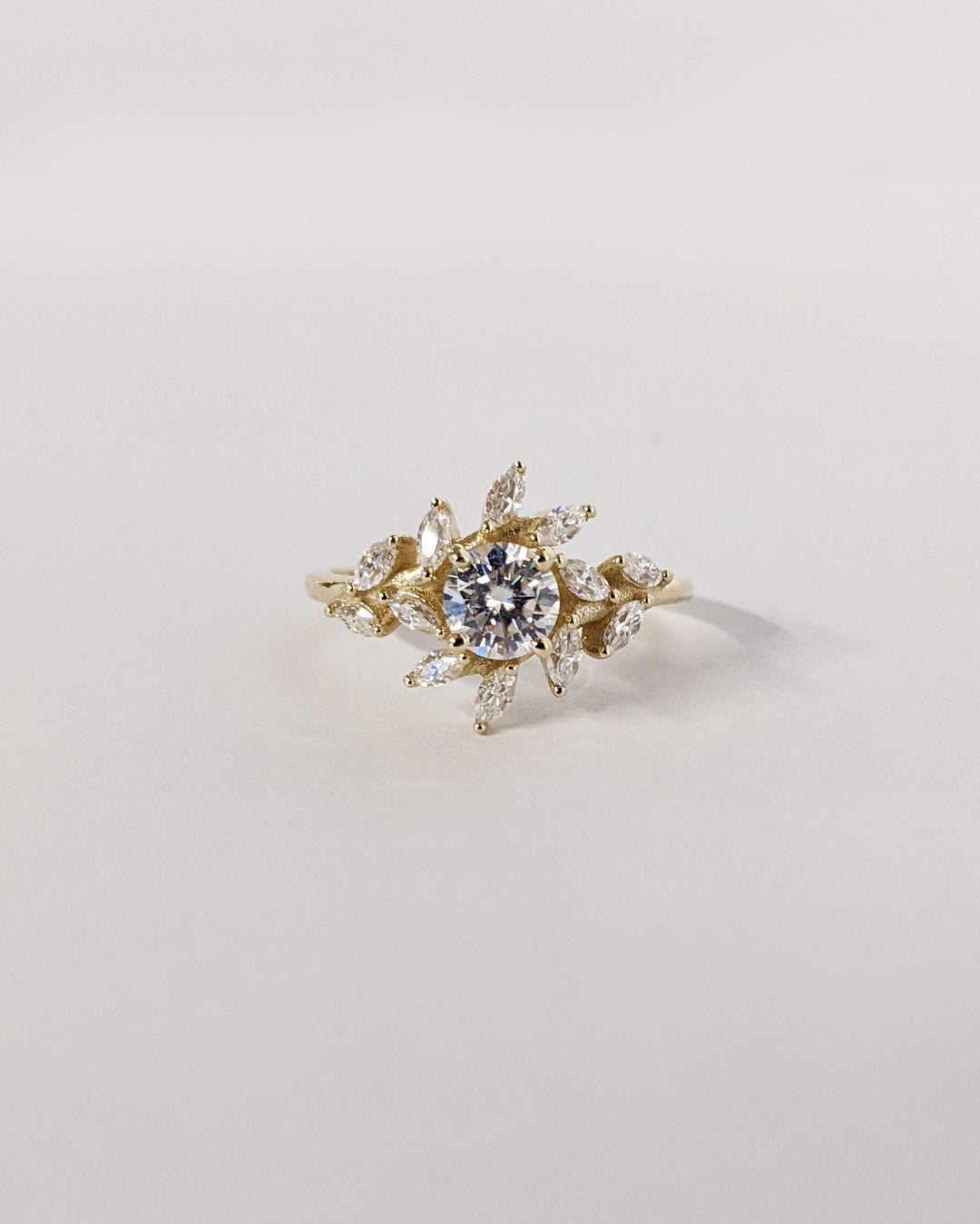 1.0CT Round Cut Cluster Lab Grown Diamond Engagement Ring For Women