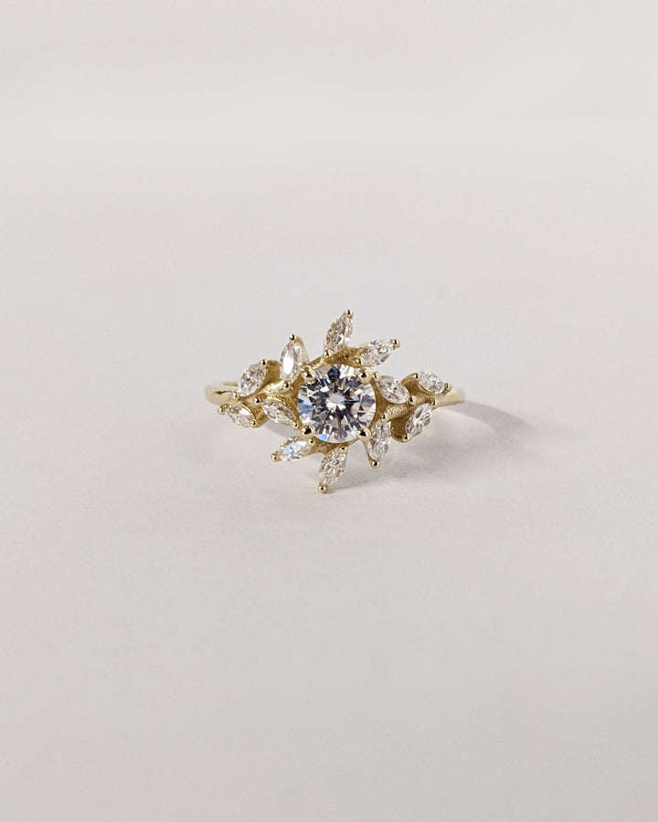 1.0CT Round Cut Cluster Lab Grown Diamond Engagement Ring For Women