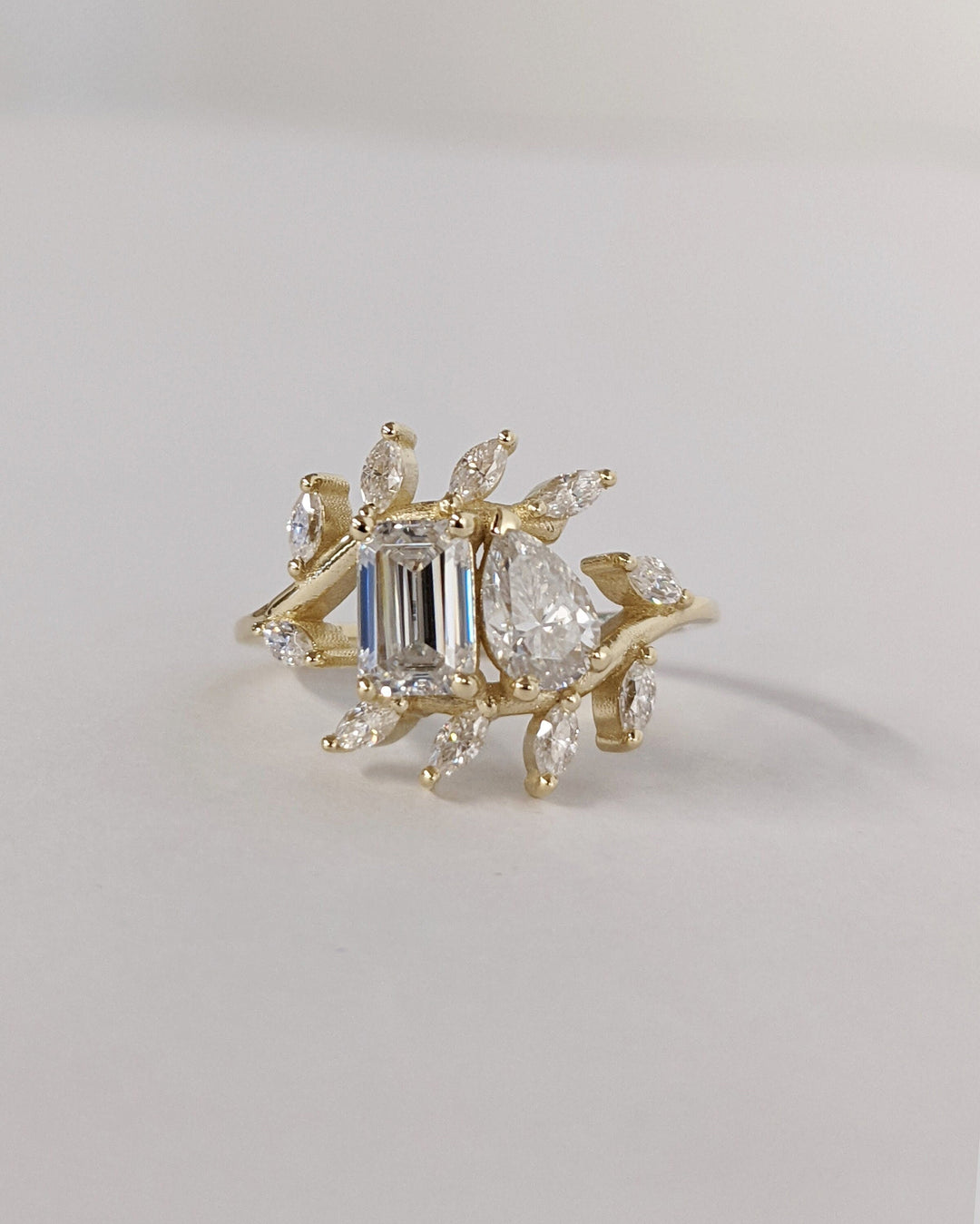 0.5CT Toi et Moi Lab Grown Emerald & Pear Diamond Engagement Ring You & Me Promise Ring