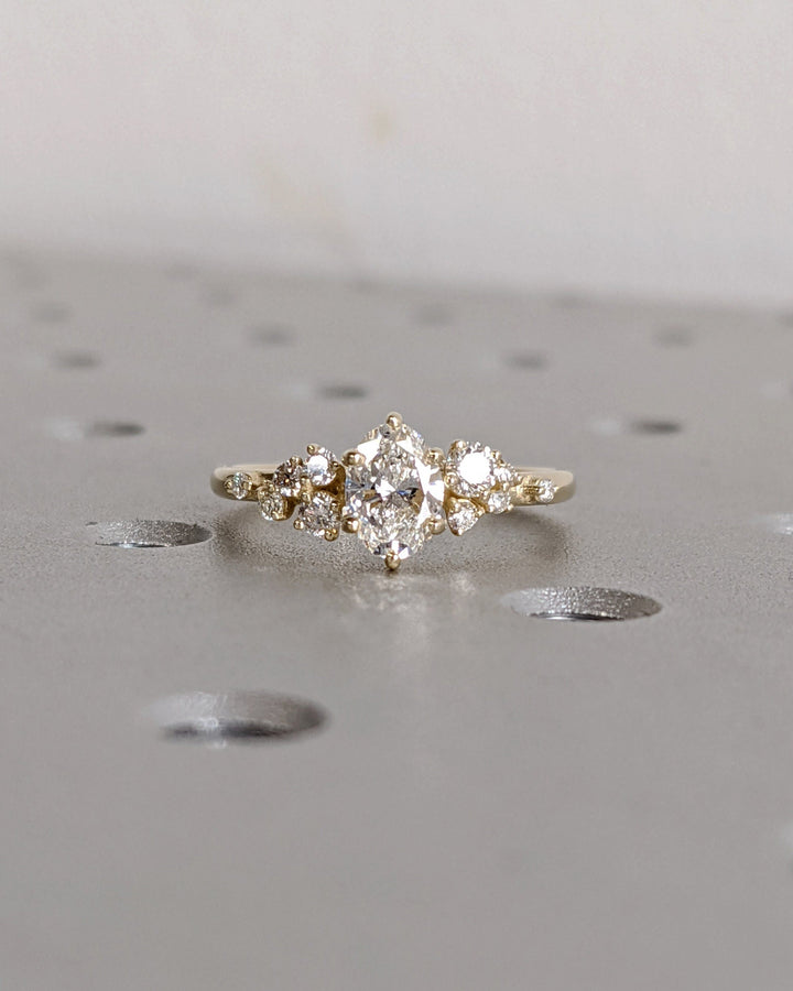 0.50CT Oval Cluster Lab Grown Diamond Engagement Ring Nature Inspired Engagement Rings