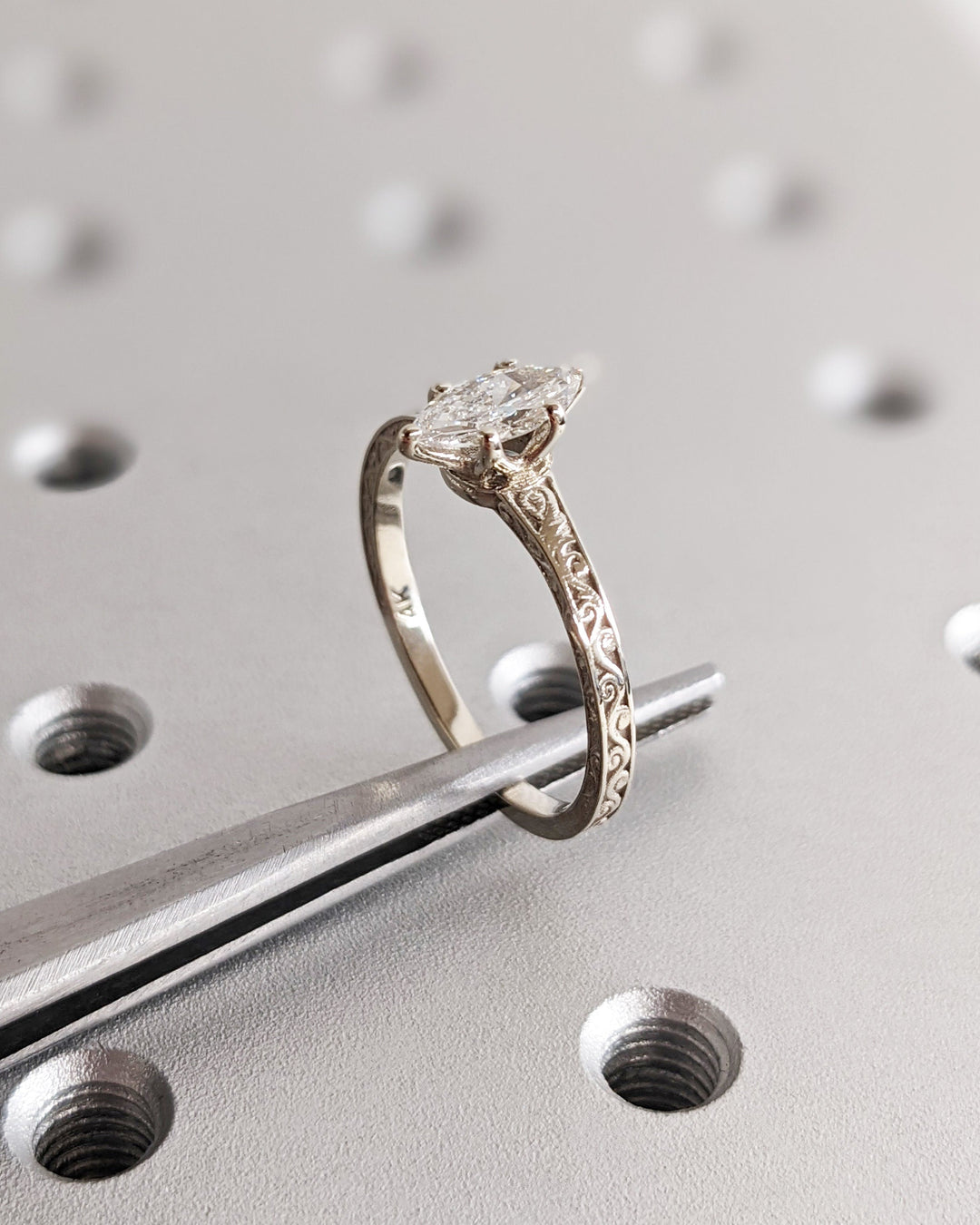 0.50CT Vintage Marquise Engagement Ring Lab Grown Diamond Engagement Ring For Women