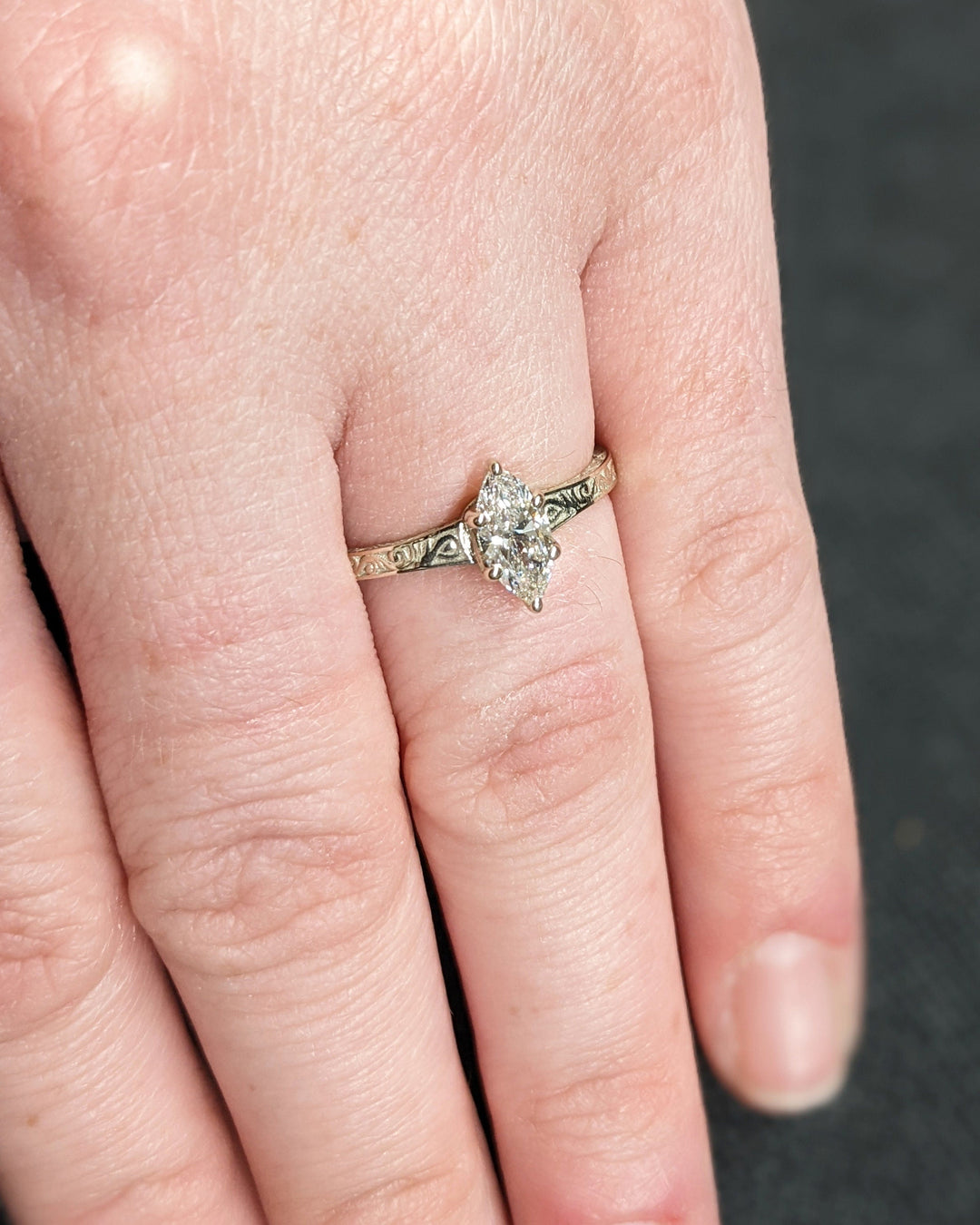 0.50CT Vintage Marquise Engagement Ring Lab Grown Diamond Engagement Ring For Women