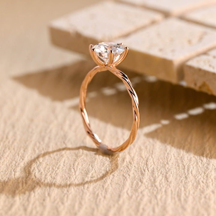 1.0CT Round Cut Braided Lab Grown Diamond Engagement Ring For Women
