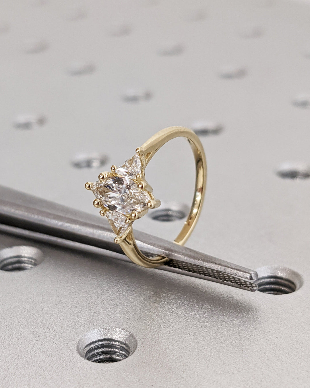 0.50CT Marquise Cut 3 Stone Lab Grown Diamond Engagement Ring For Her