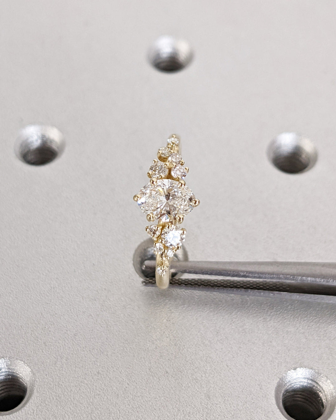 0.50CT Oval Cluster Lab Grown Diamond Engagement Ring Nature Inspired Engagement Rings