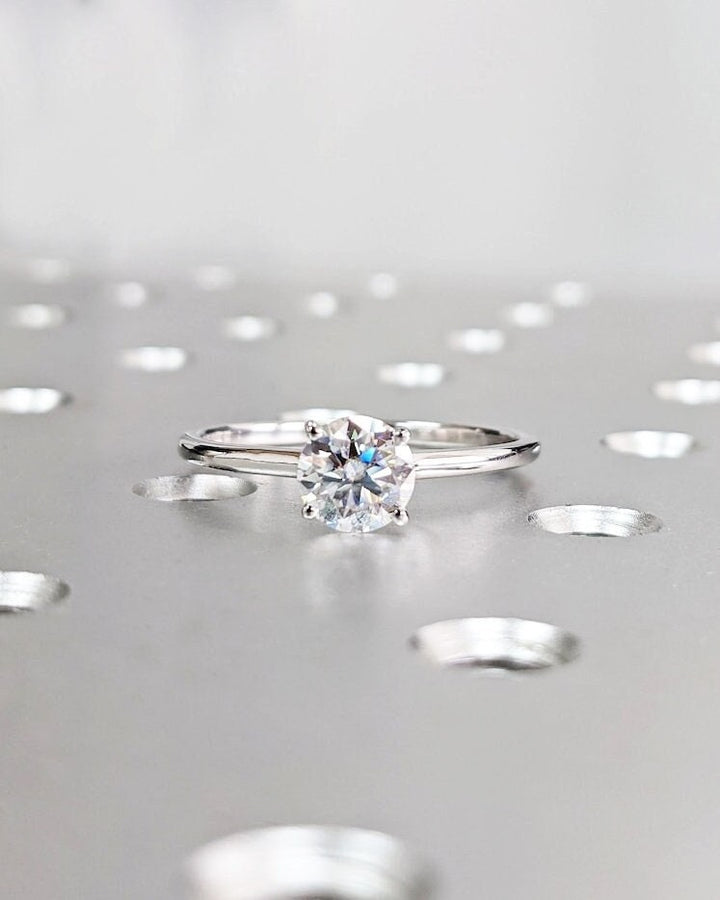 1.0CT Round Solitaire Lab Grown Diamond Engagement Ring For Women