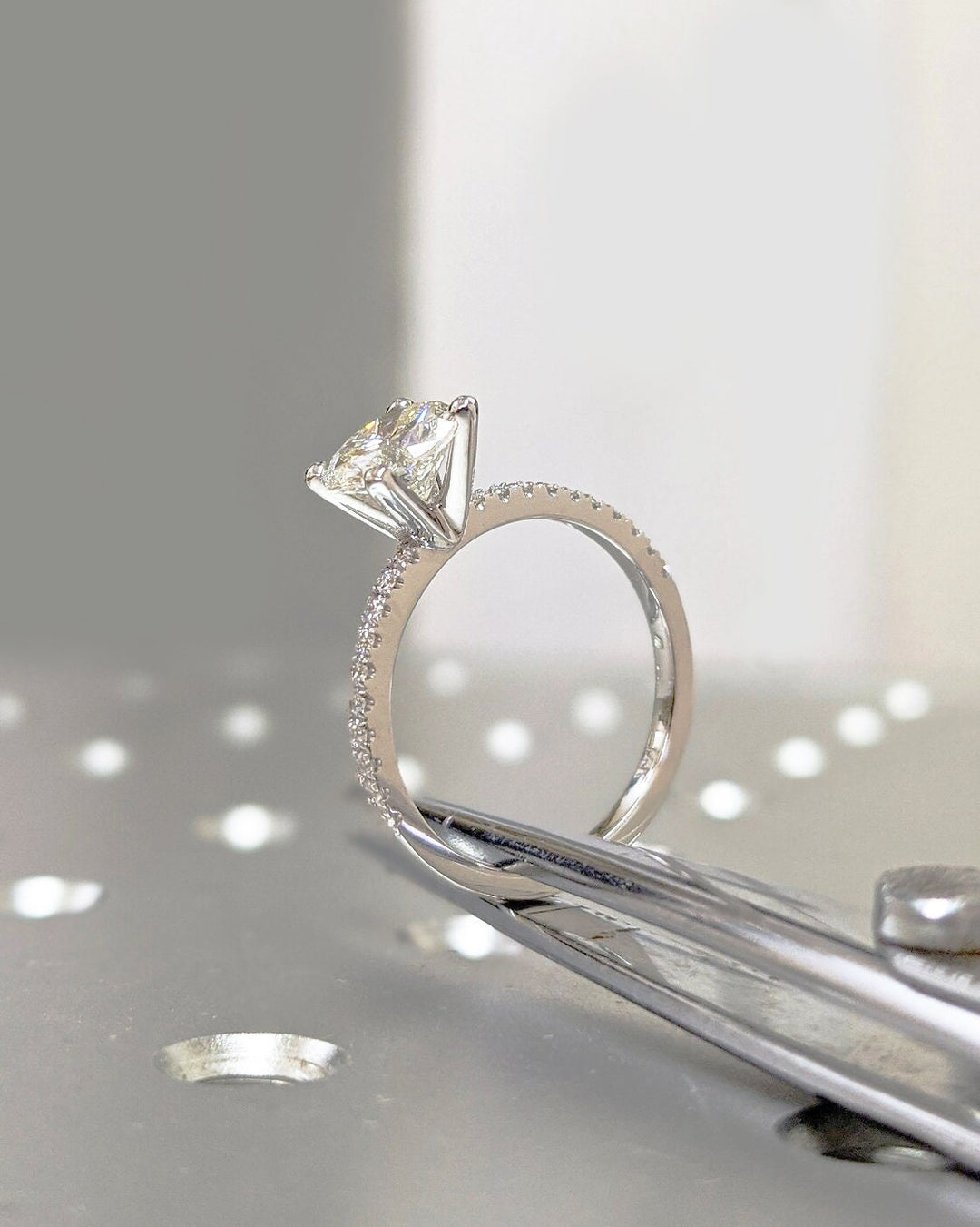 1.0CT Round Cut Pave Lab Grown Diamond Engagement Ring For Her