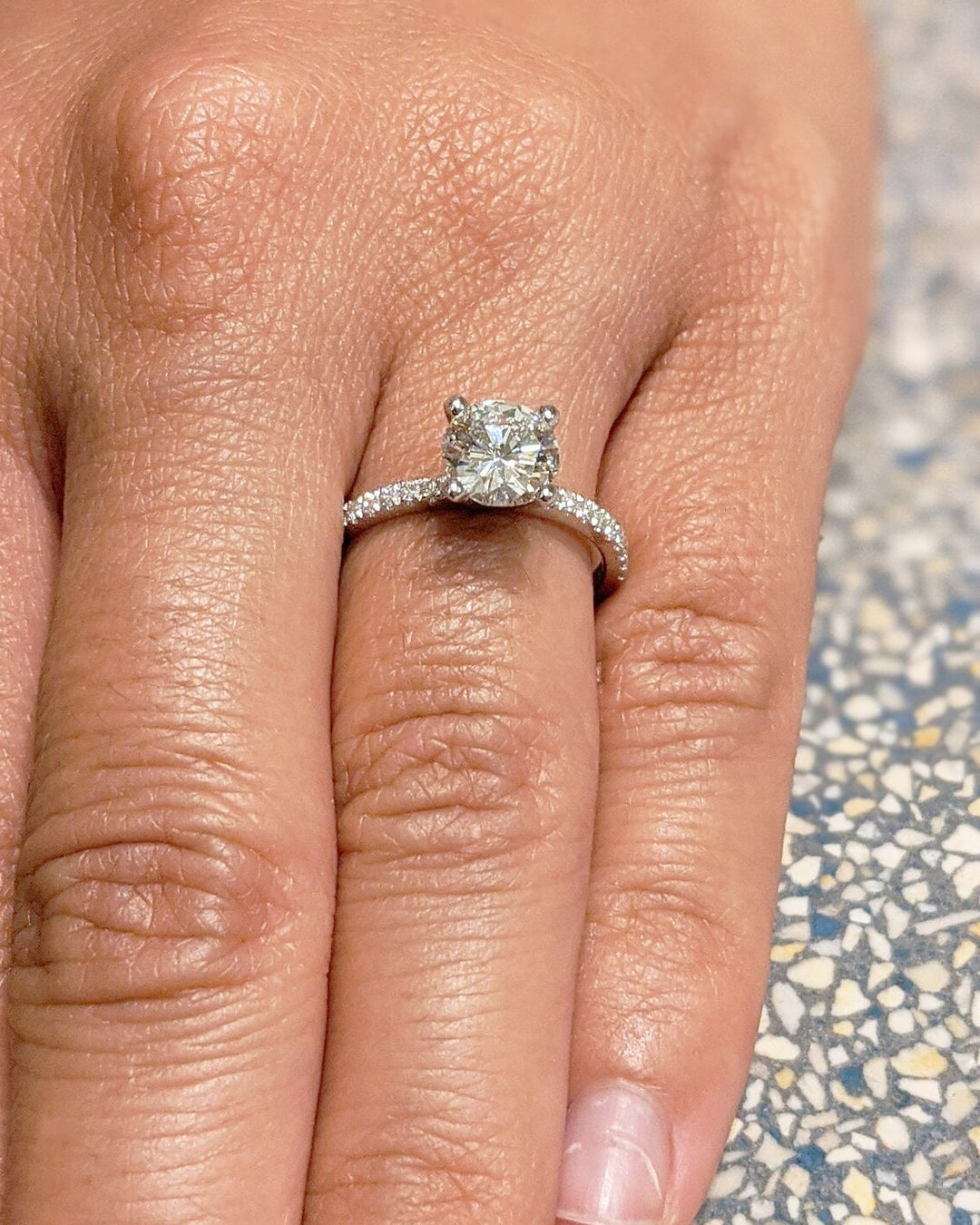 1.0CT Round Cut Pave Lab Grown Diamond Engagement Ring For Her
