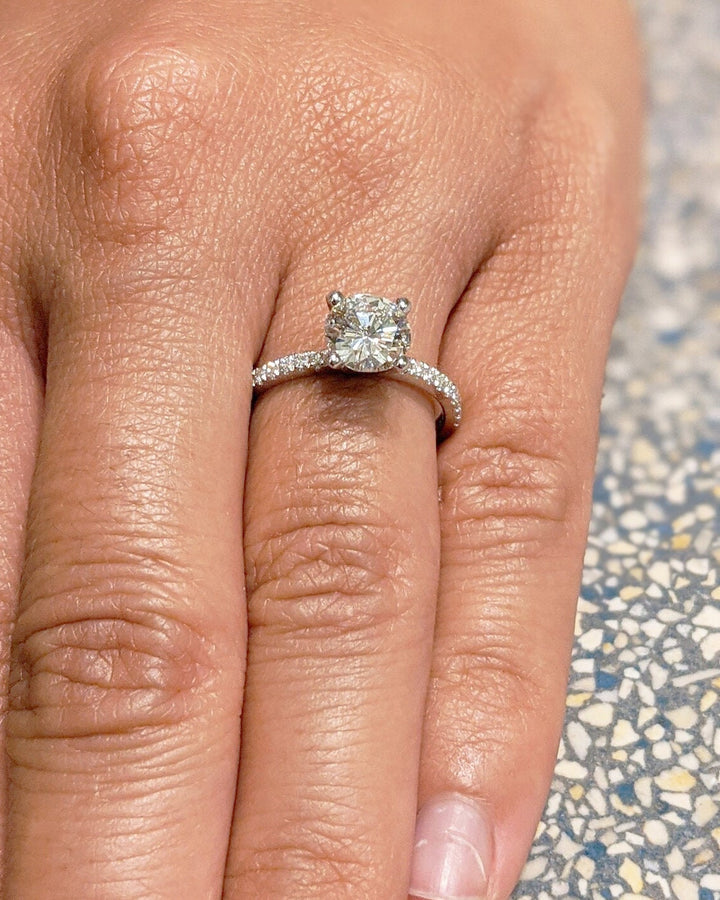 1.0CT Round Cut Pave Lab Grown Diamond Engagement Ring For Her