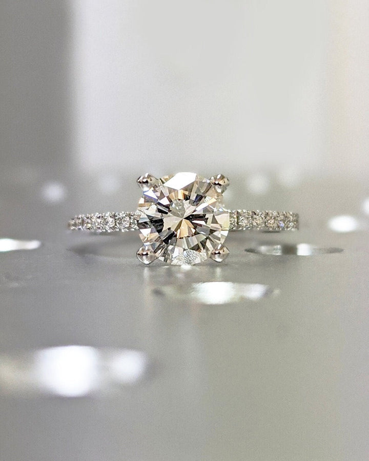 1.0CT Round Cut Pave Lab Grown Diamond Engagement Ring For Her