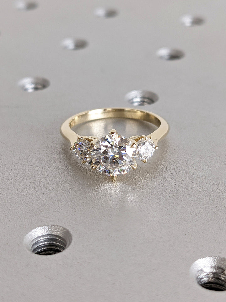 1.50CT Round Diamond Lab Grown Three Stone Engagement Ring For Women