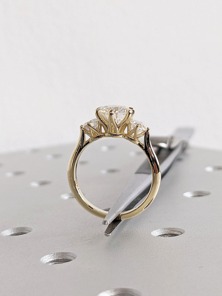 1.50CT Round Diamond Lab Grown Three Stone Engagement Ring For Women