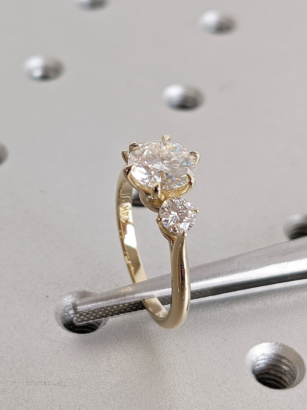 1.50CT Round Diamond Lab Grown Three Stone Engagement Ring For Women