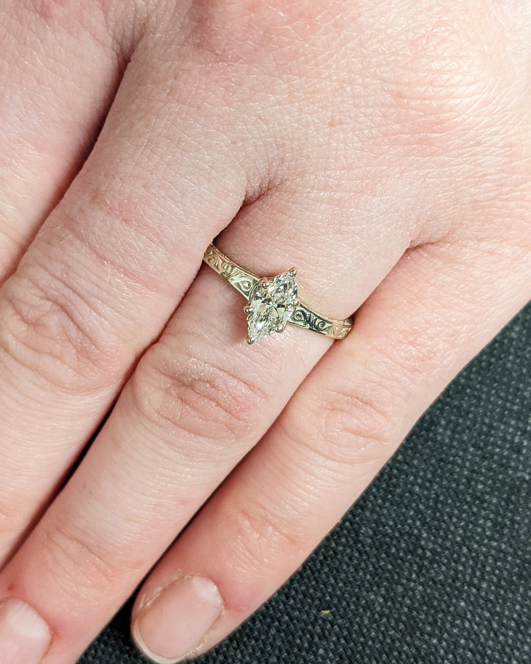 0.50CT Vintage Marquise Engagement Ring Lab Grown Diamond Engagement Ring For Women
