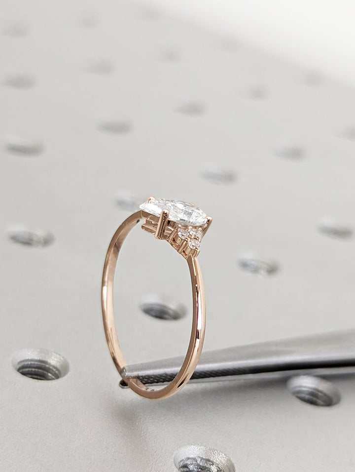 1.0CT Pear Cut Cluster Lab Grown Diamond Engagement Ring Maximalist Engagement Ring