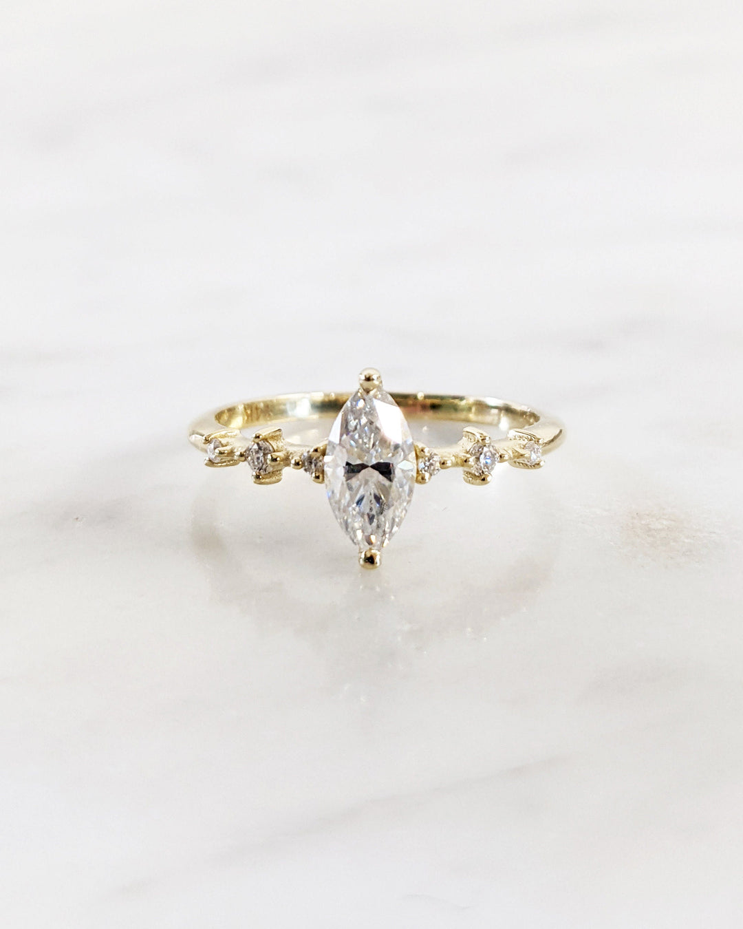 0.50CT Marquise Lab Grown Petite Pave Diamond Engagement Ring Maximalist Wedding Ring