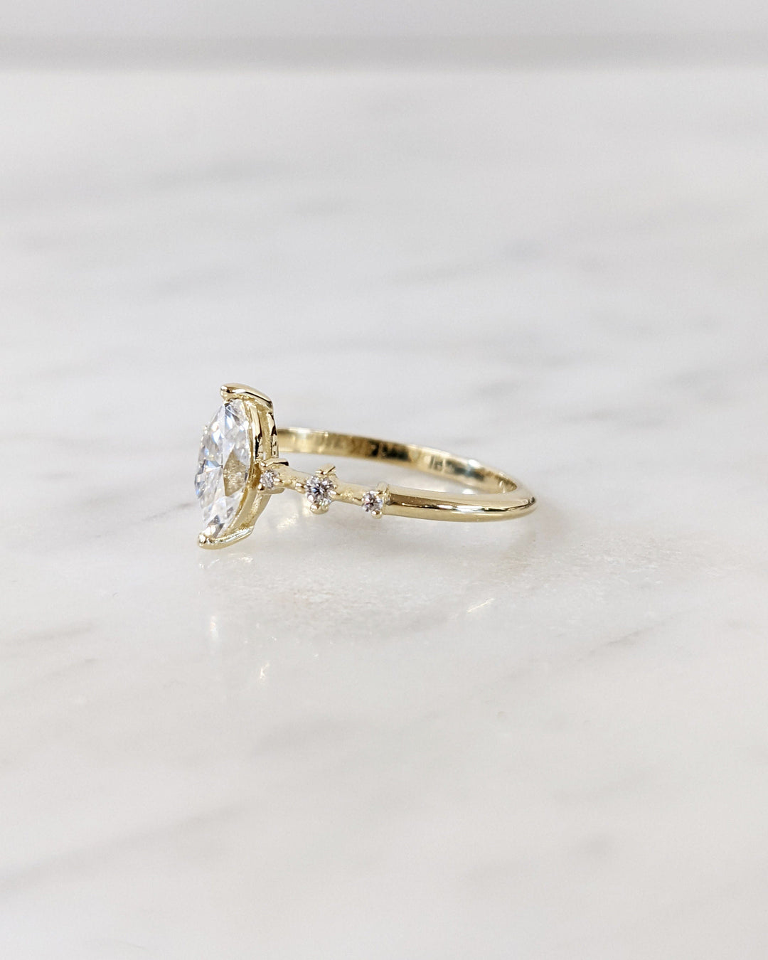 0.50CT Marquise Lab Grown Petite Pave Diamond Engagement Ring Maximalist Wedding Ring