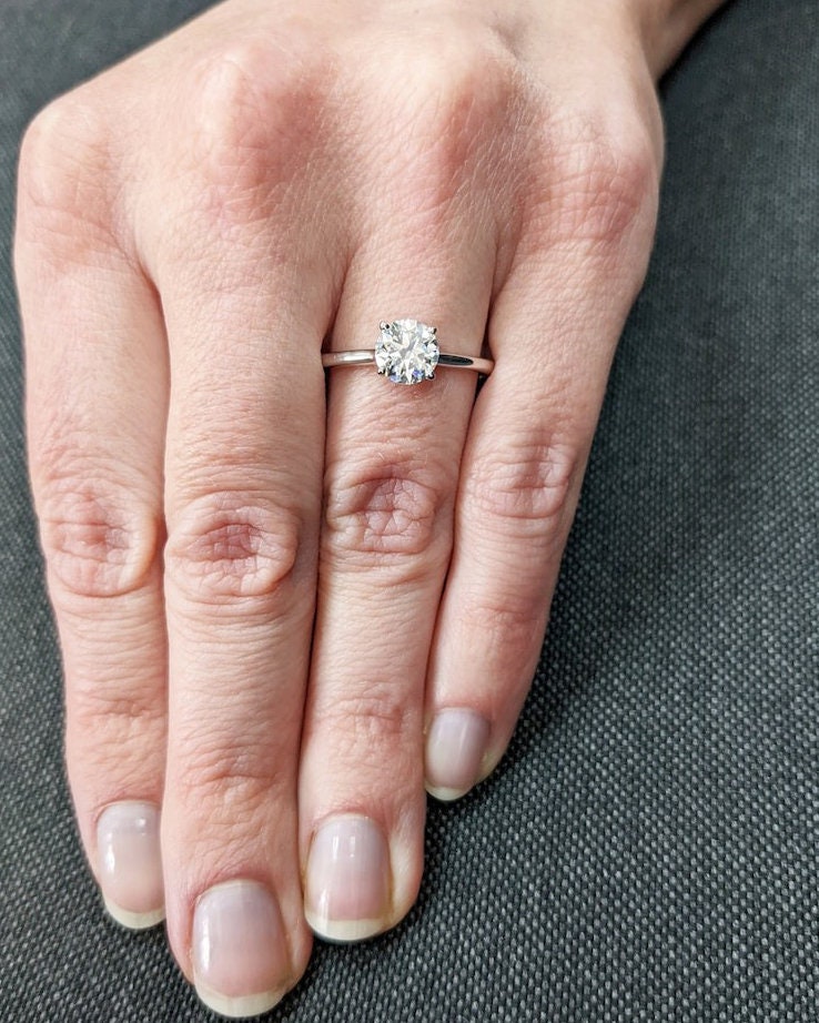 1.0CT Round Solitaire Lab Grown Diamond Engagement Ring For Women