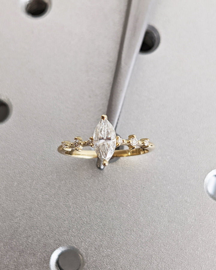 0.50CT Marquise Lab Grown Petite Pave Diamond Engagement Ring Maximalist Wedding Ring