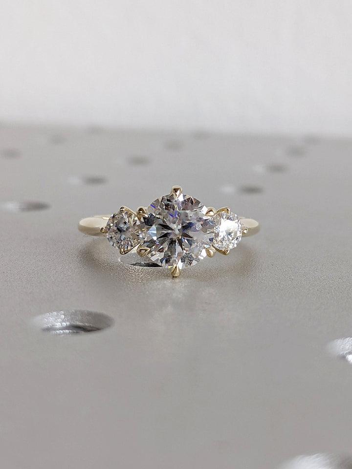 1.50CT Round Diamond Lab Grown Three Stone Engagement Ring For Women