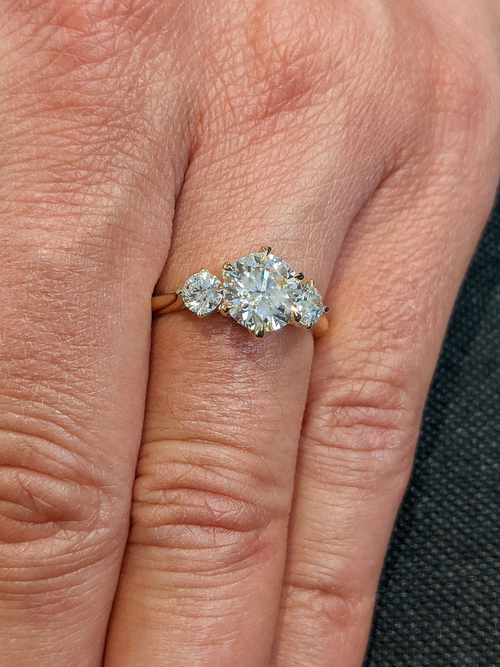 1.50CT Round Diamond Lab Grown Three Stone Engagement Ring For Women