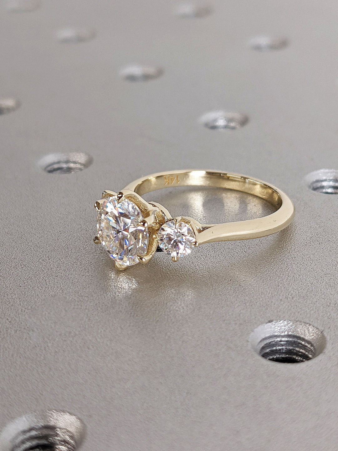 1.50CT Round Diamond Lab Grown Three Stone Engagement Ring For Women