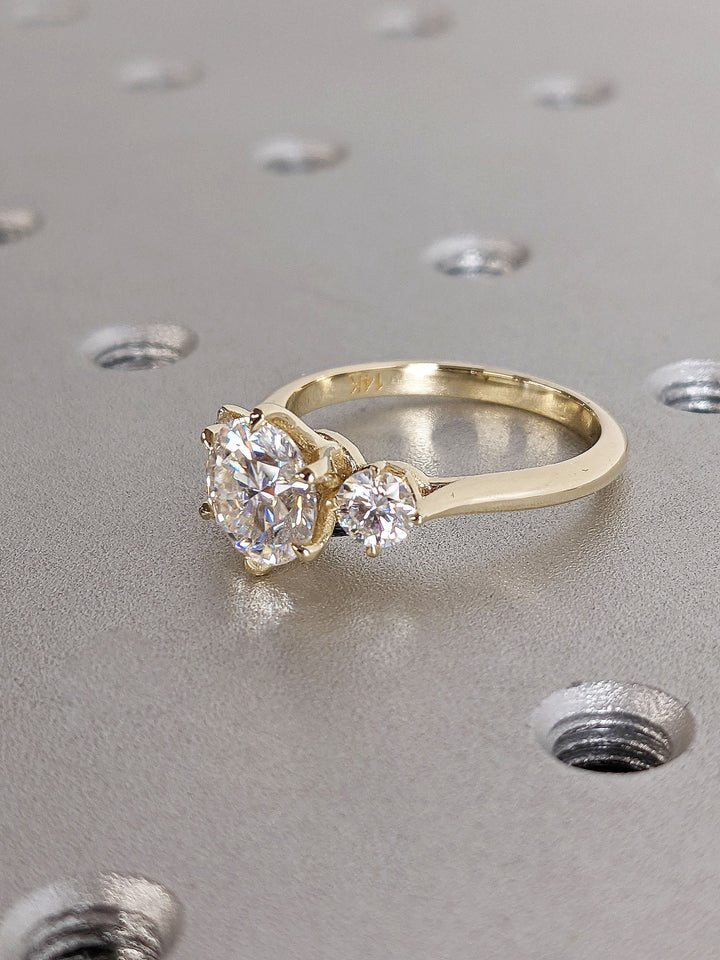 1.50CT Round Diamond Lab Grown Three Stone Engagement Ring For Women
