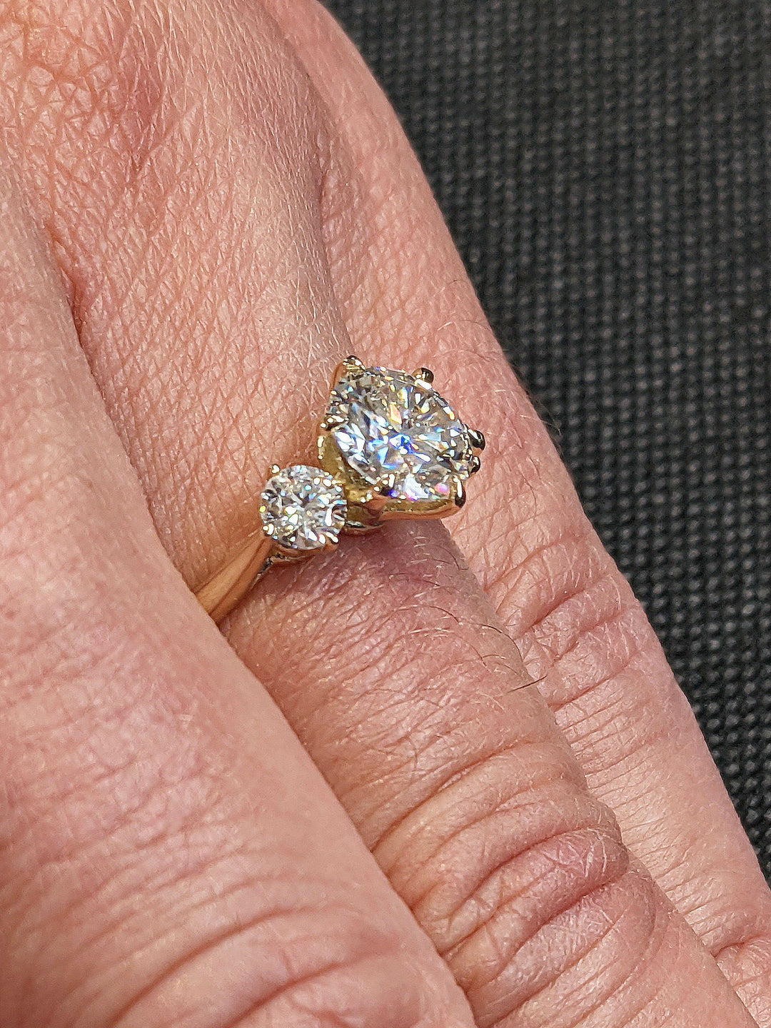 1.50CT Round Diamond Lab Grown Three Stone Engagement Ring For Women