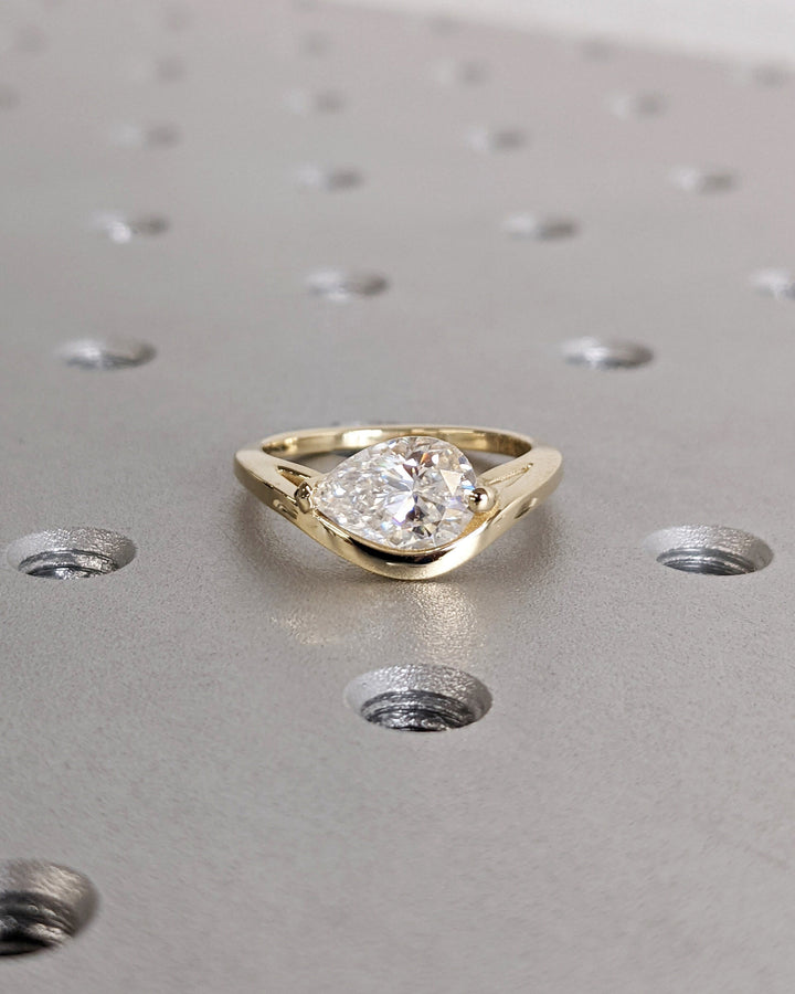 1.50CT Pear Cut Unique Lab Grown Diamond Engagement Ring For Women