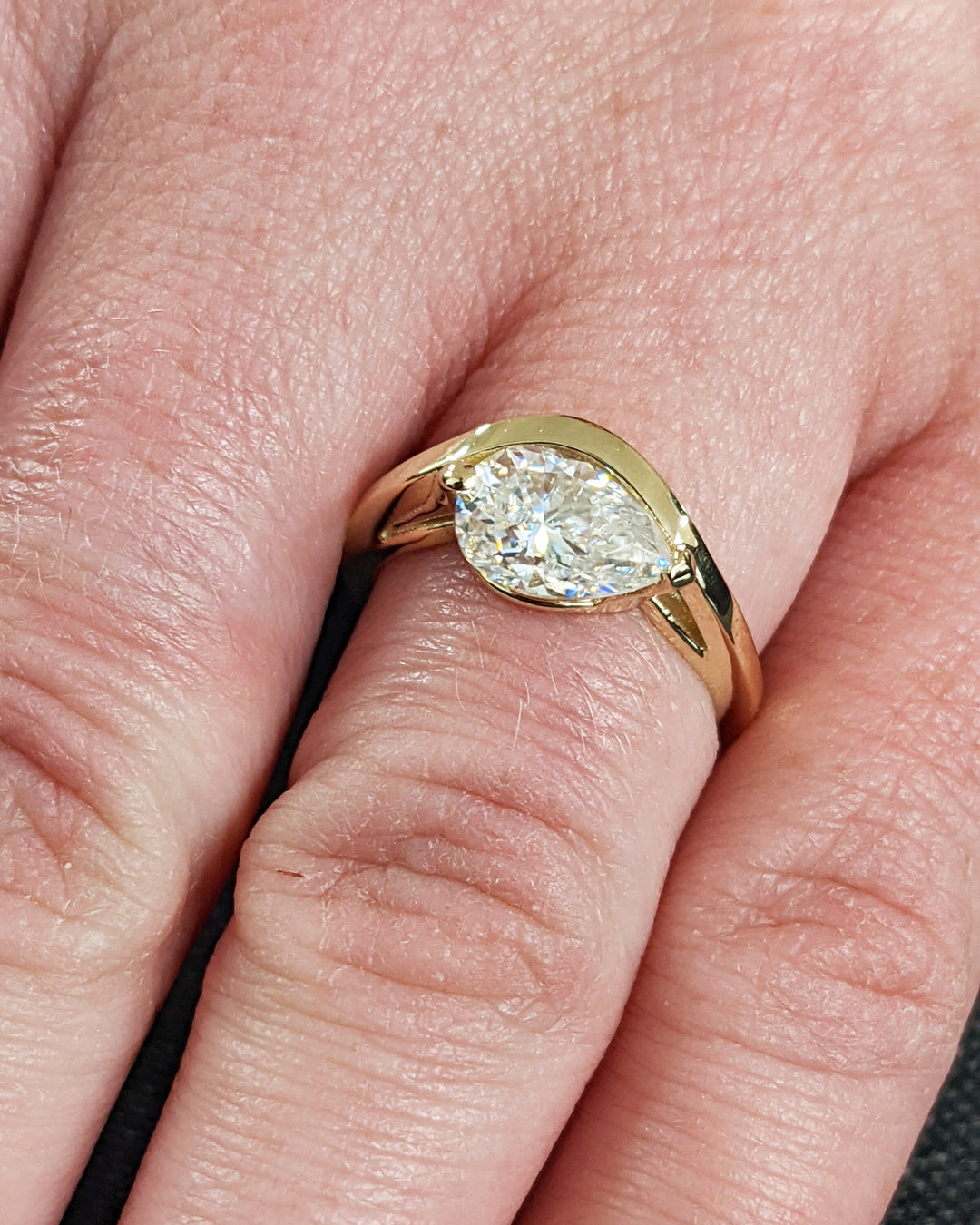 1.50CT Pear Cut Unique Lab Grown Diamond Engagement Ring For Women
