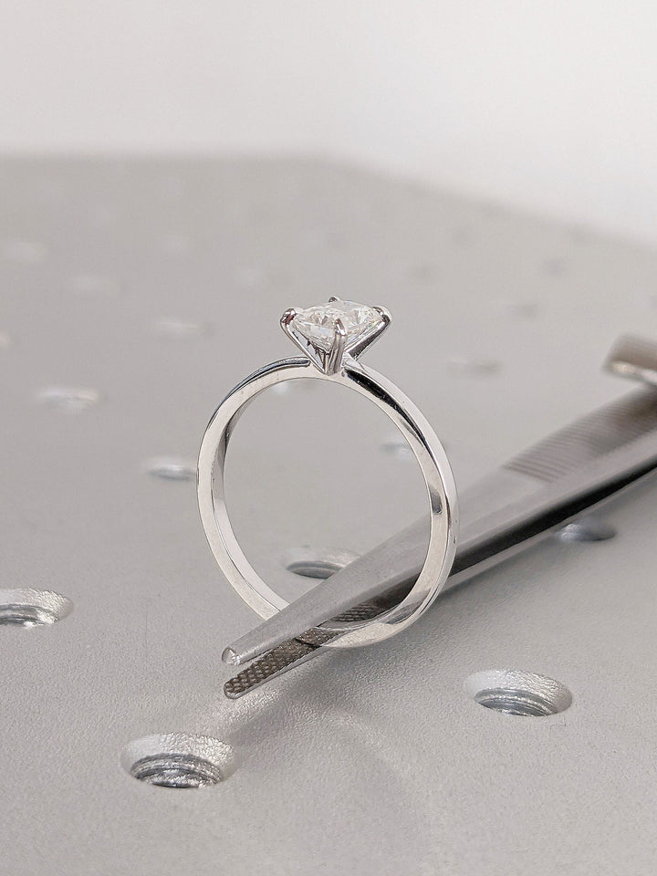 0.50CT Radiant Cut Solitaire Diamond Lab Grown Engagement Ring For Women Minimalist Wedding Ring