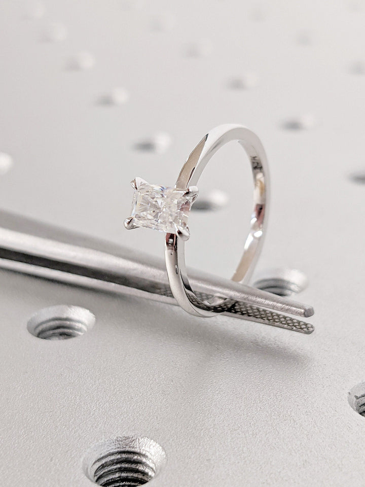 0.50CT Radiant Cut Solitaire Diamond Lab Grown Engagement Ring For Women Minimalist Wedding Ring