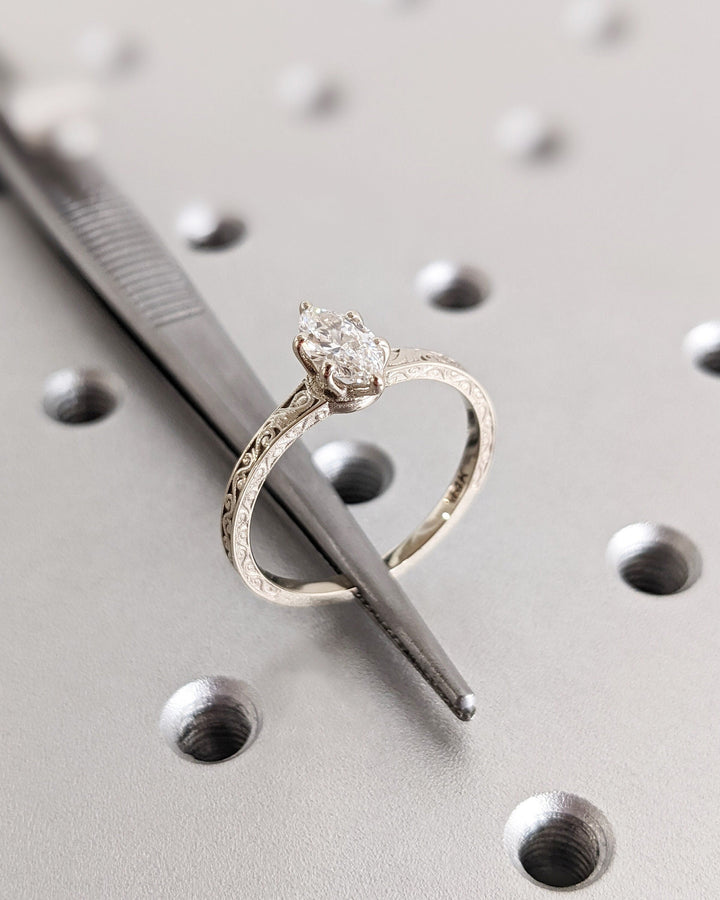 0.50CT Vintage Marquise Engagement Ring Lab Grown Diamond Engagement Ring For Women