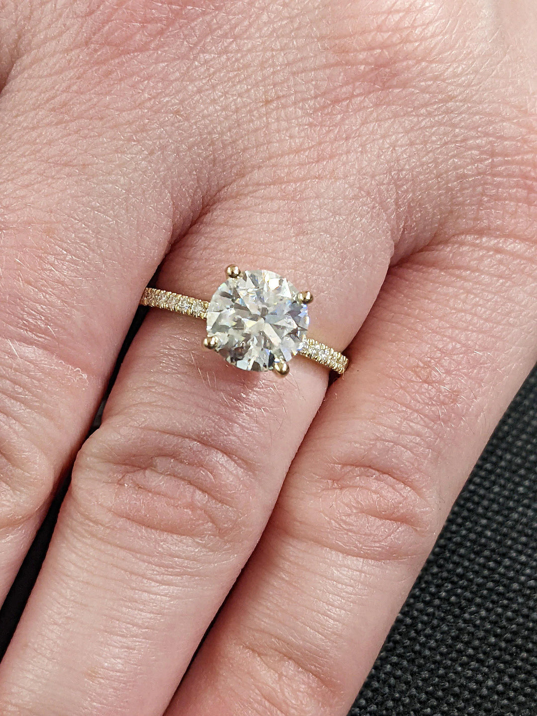 2.0CT Round Cut Hidden Halo Lab Grown Diamond Pave Engagement Ring For Women