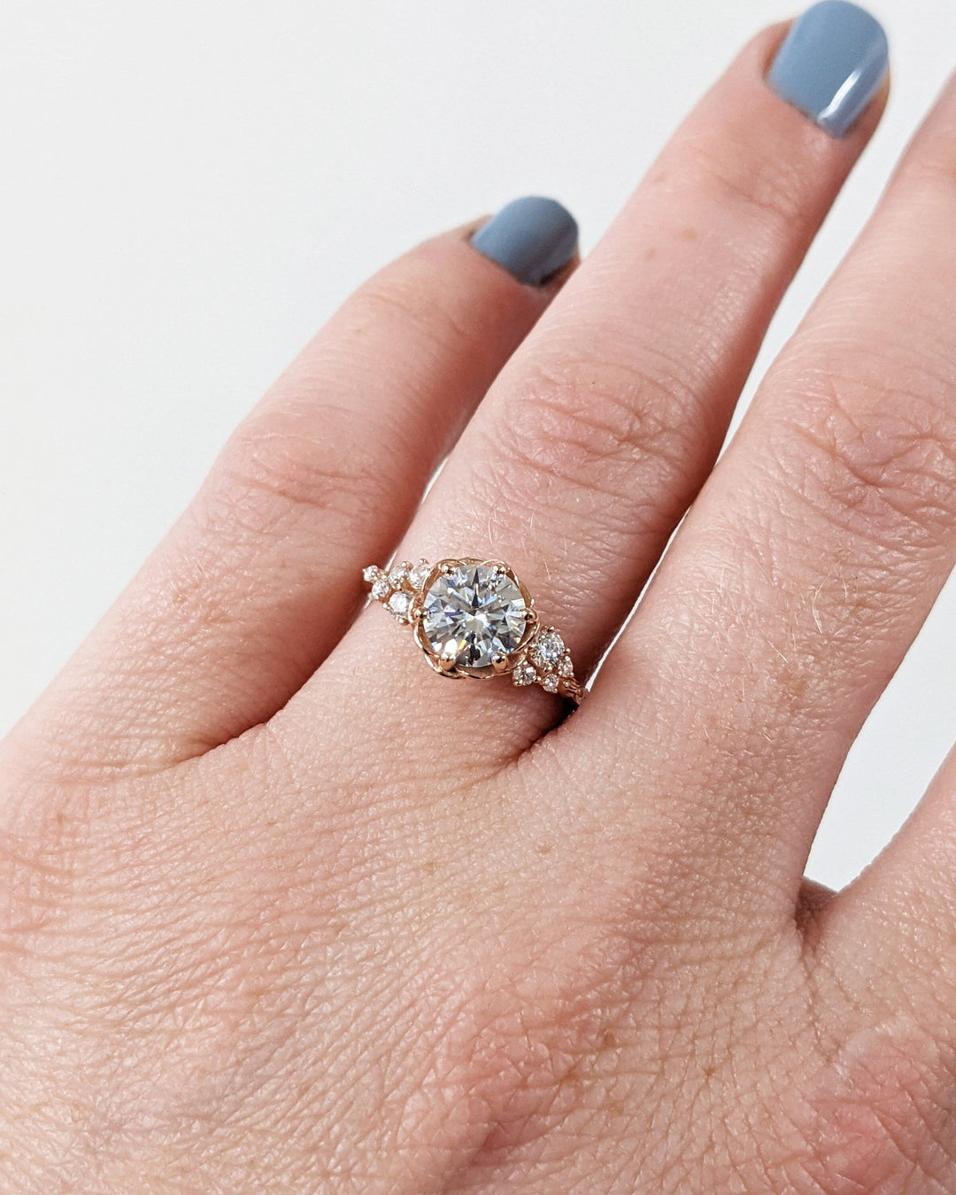 1.0CT Round Cut Cluster Lab Grown Diamond Engagement Ring Floral Engagement Ring